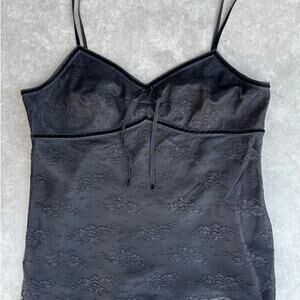 2000s Vintage George Black Camisole Lace Top -XL